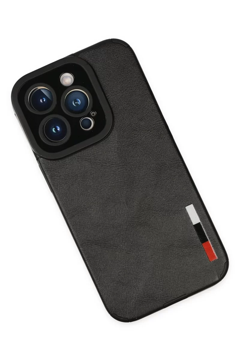 Newface Apple iPhone 14 Pro Kılıf Loop Deri Silikon - Siyah