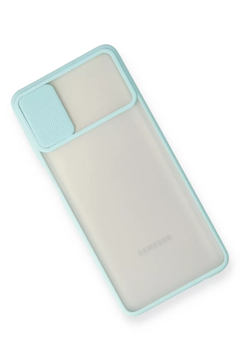 Newface Samsung Galaxy M51 Kılıf Palm Buzlu Kamera Sürgülü Silikon - Turkuaz