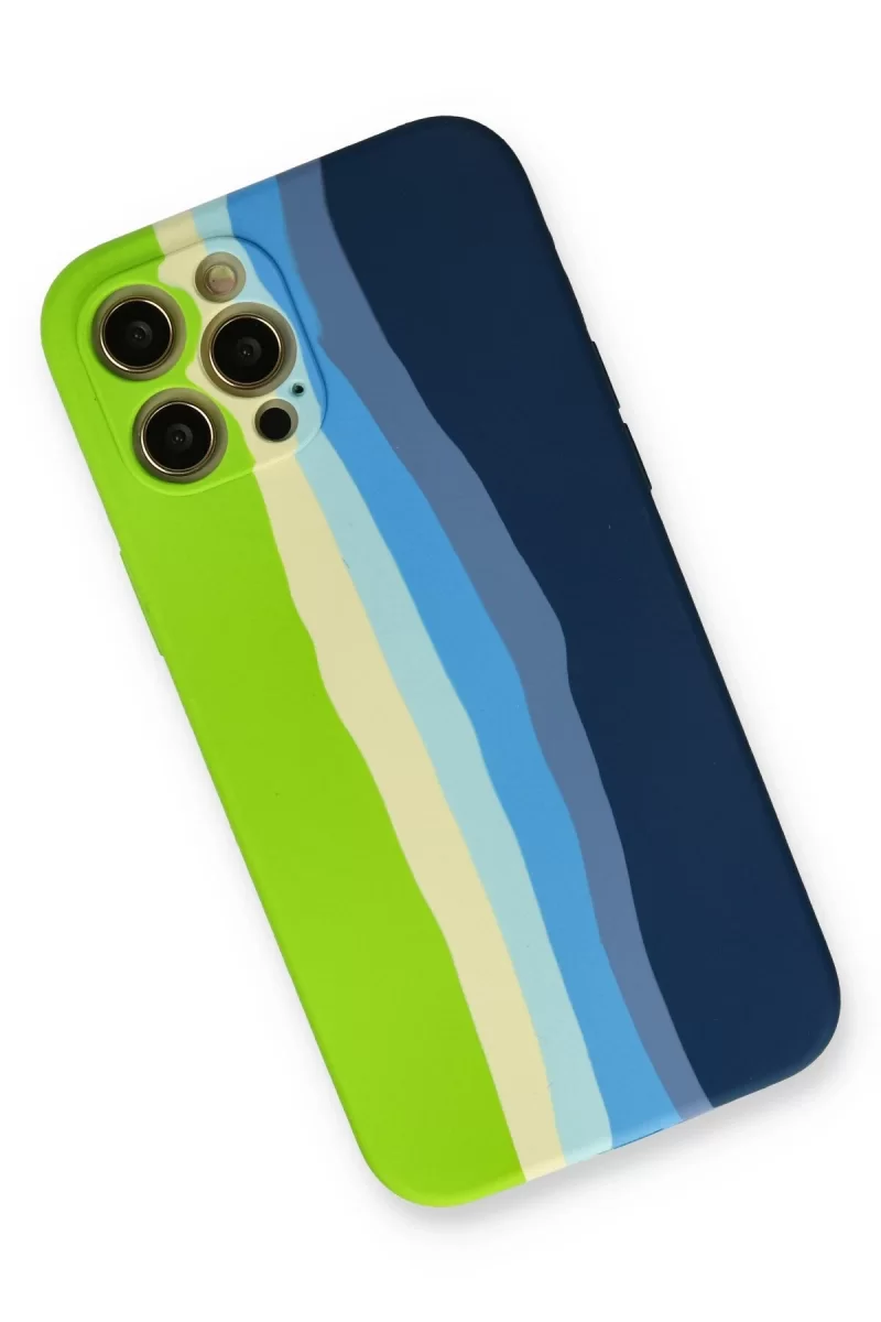 Newface Apple iPhone 12 Pro Max Kılıf Ebruli Lansman Silikon - Yeşil-Koyu Yeşil