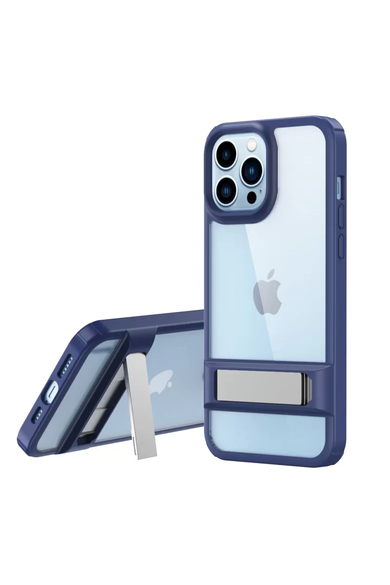 Newface Apple iPhone 13 Pro Max Kılıf Rolet Stand Kapak - Lacivert