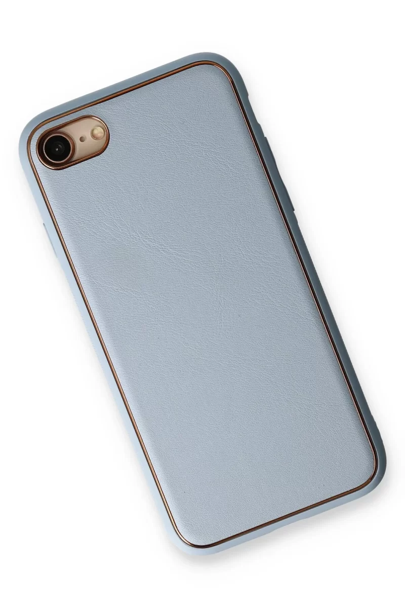 Newface Apple iPhone 7 Kılıf Coco Deri Silikon Kapak - Açık Mavi