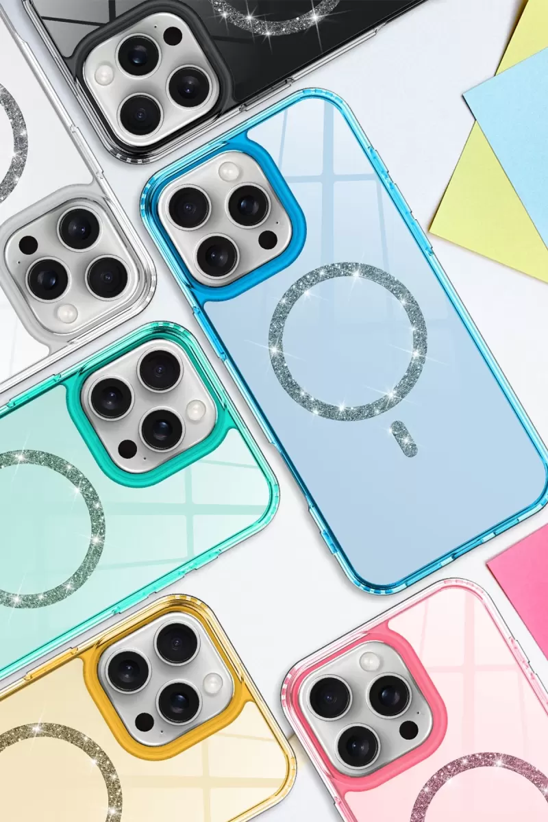 Newface Apple iPhone 12 Live Diamond Magsafe Kapak - Siyah