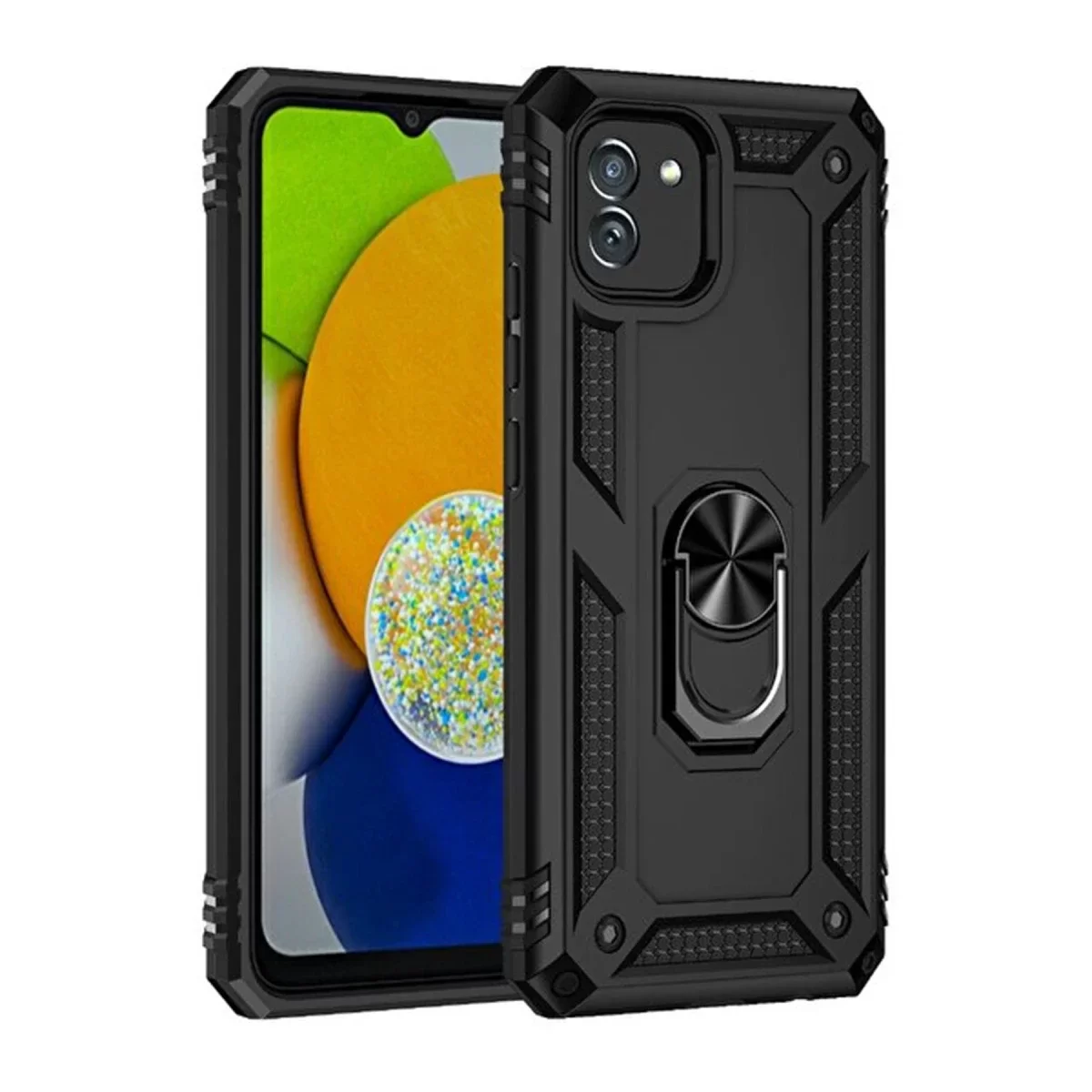 Newface Samsung Galaxy A03 Kılıf Sofya Yüzüklü Silikon Kapak - Siyah