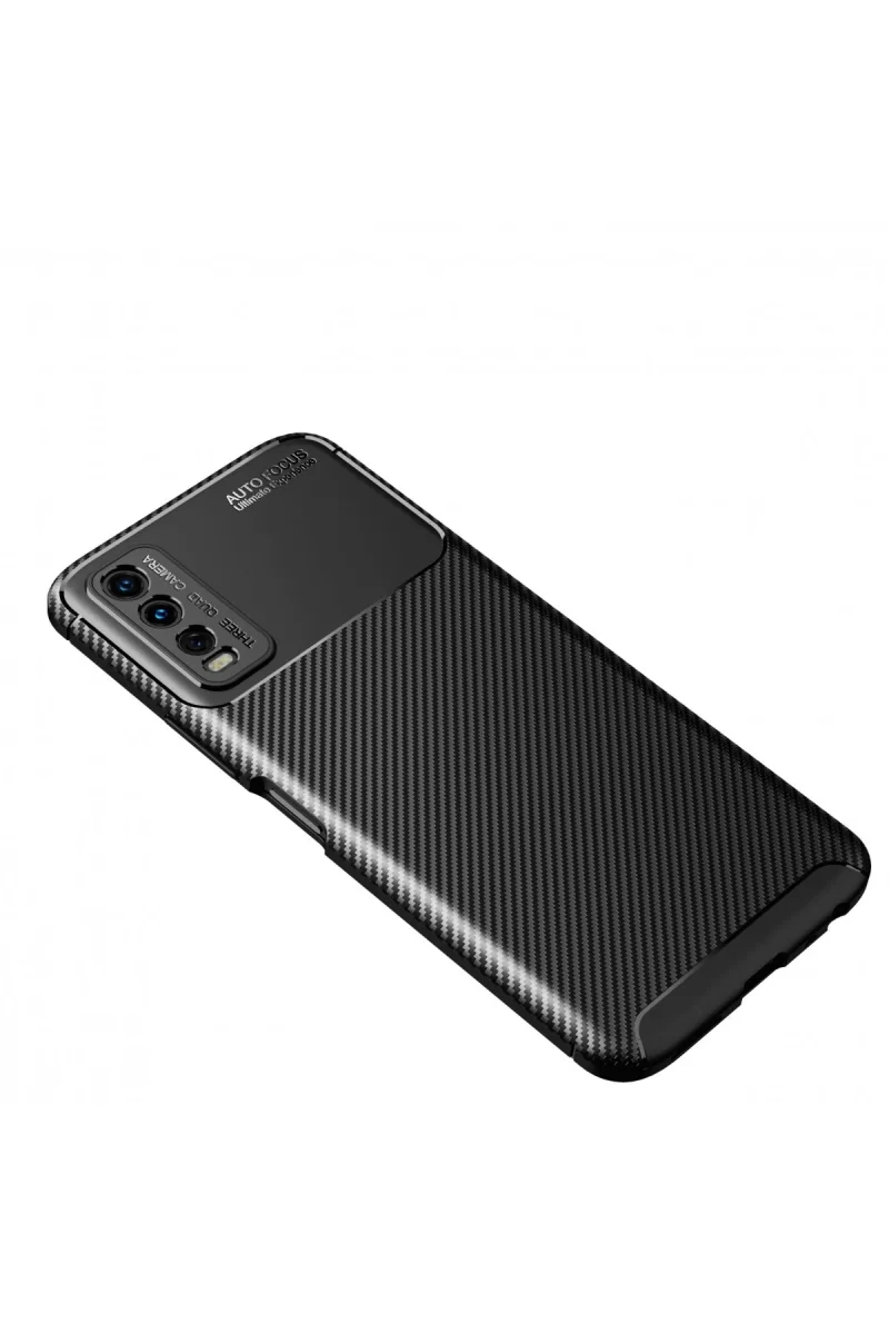 Newface Vivo Y11S Kılıf Auto Focus Karbon Kapak - Siyah