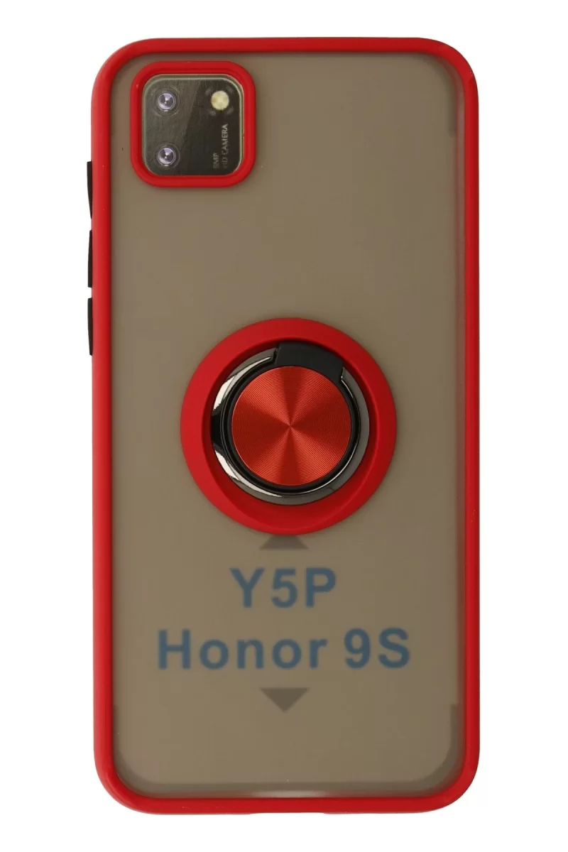 Newface Huawei Y5P Kılıf Montreal Yüzüklü Silikon Kapak - Kırmızı