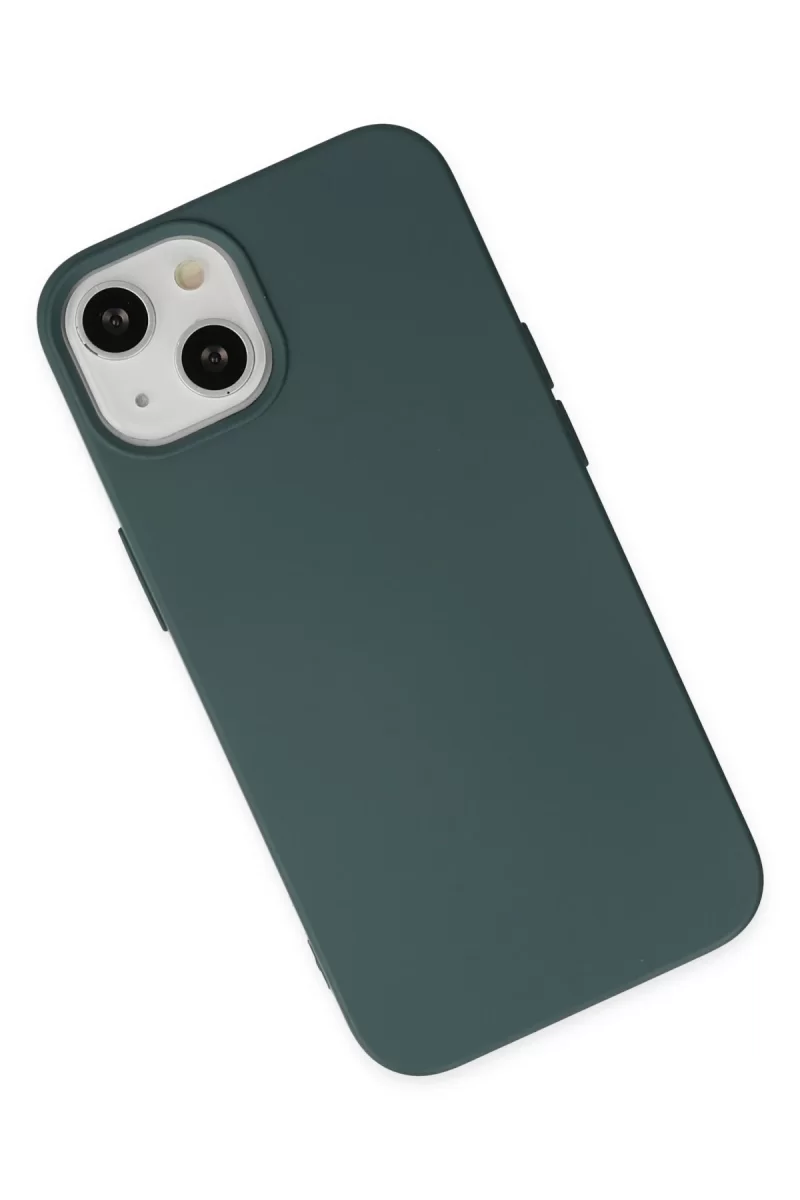 Newface Apple iPhone 14 Plus Kılıf Nano içi Kadife Silikon - Koyu Yeşil