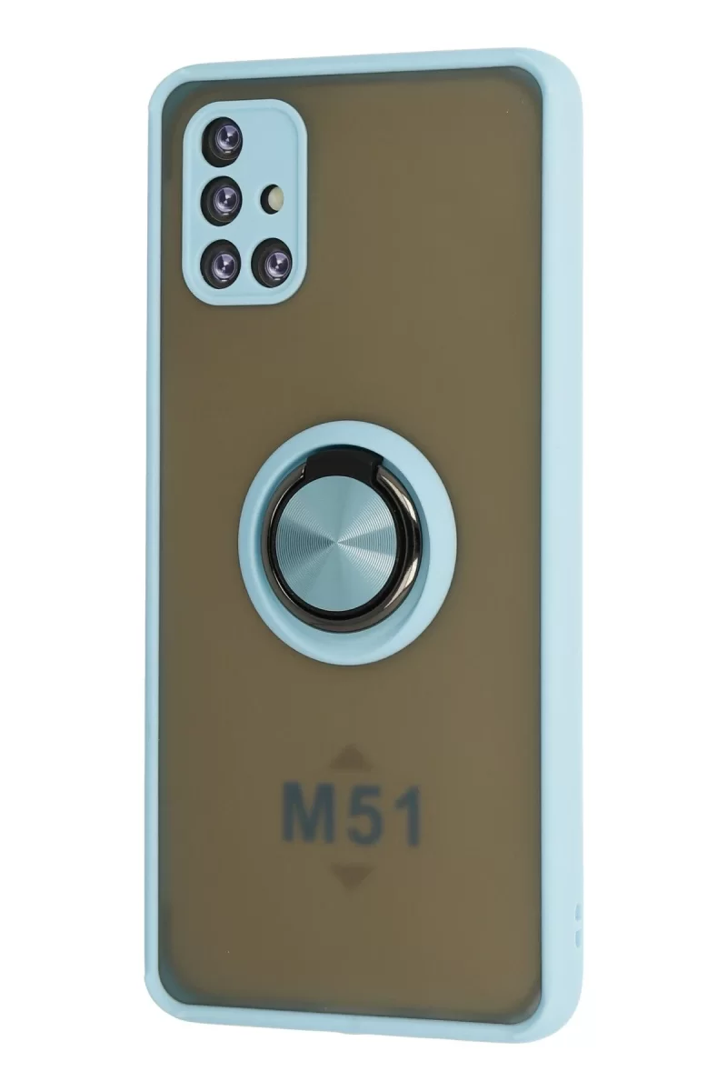 Newface Samsung Galaxy M51 Kılıf Montreal Yüzüklü Silikon Kapak - Buz Mavi