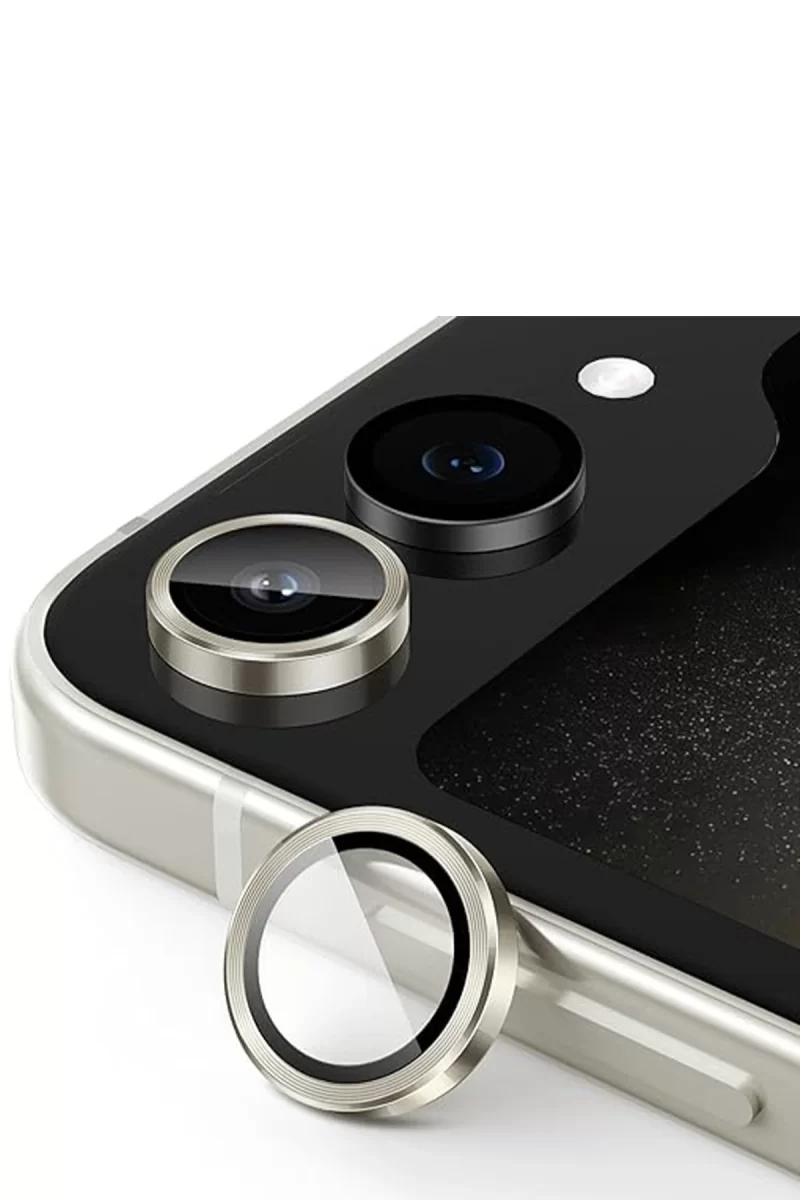 Newface Samsung Galaxy Z Flip 5 Valdez Metal Kamera Lens - Krem