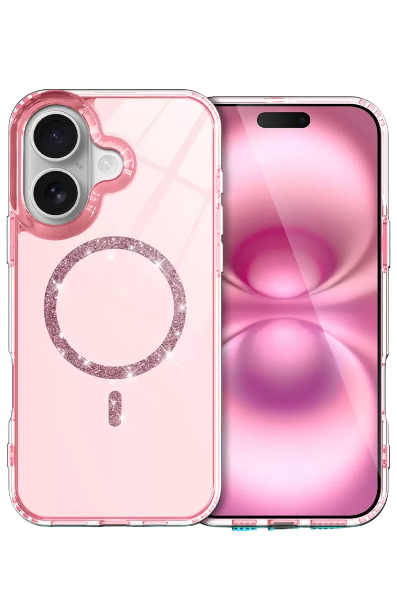 Newface Apple iPhone 16 Live Diamond Magsafe Kapak - Pembe