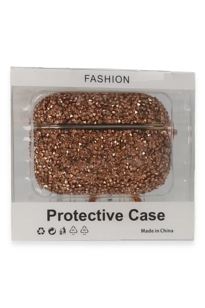 Newface Apple Airpods Pro 2 (2.nesil) Mira Taşlı Kılıf - Rose Gold
