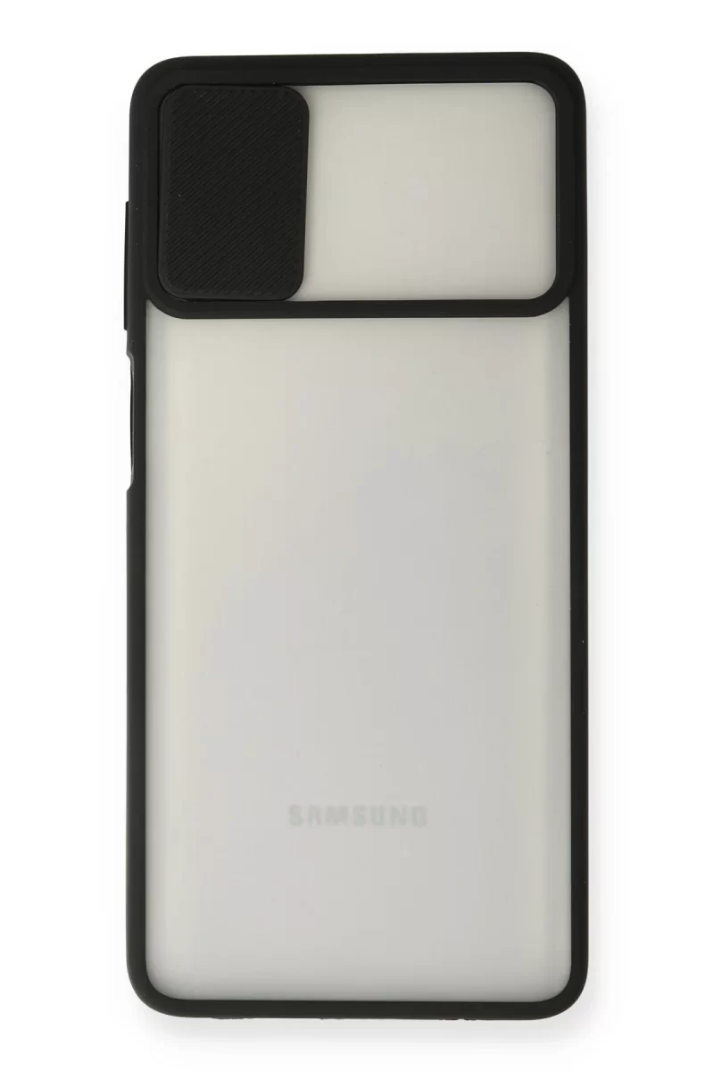 Newface Samsung Galaxy M51 Kılıf Palm Buzlu Kamera Sürgülü Silikon - Siyah