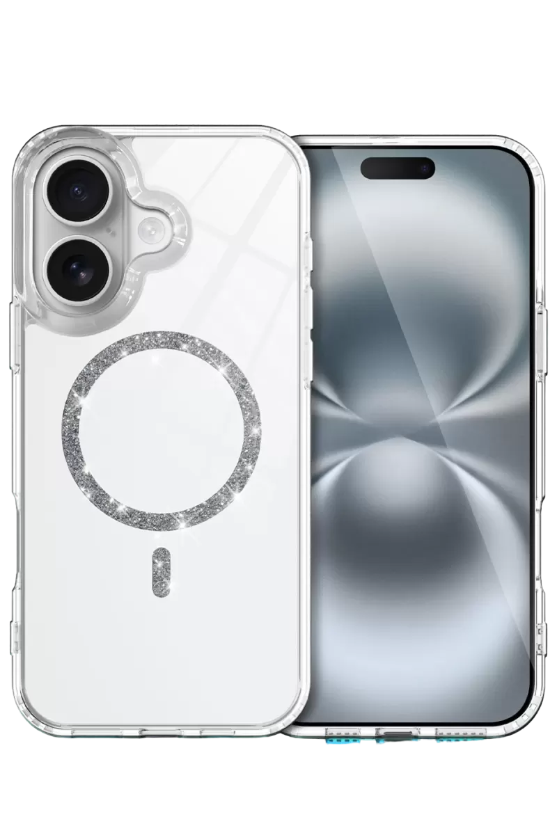 Newface Apple iPhone 16 Plus Live Diamond Magsafe Kapak - Şeffaf