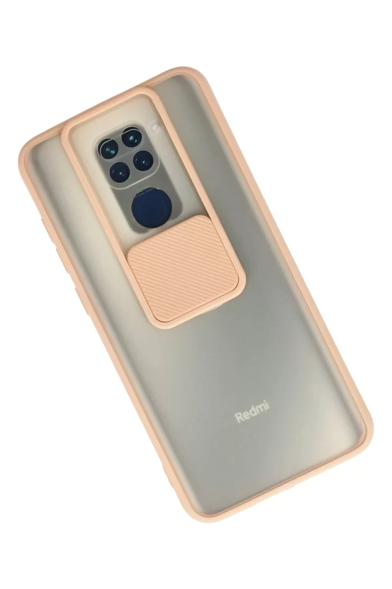 Newface Xiaomi Redmi Note 9 Kılıf Palm Buzlu Kamera Sürgülü Silikon - Pembe