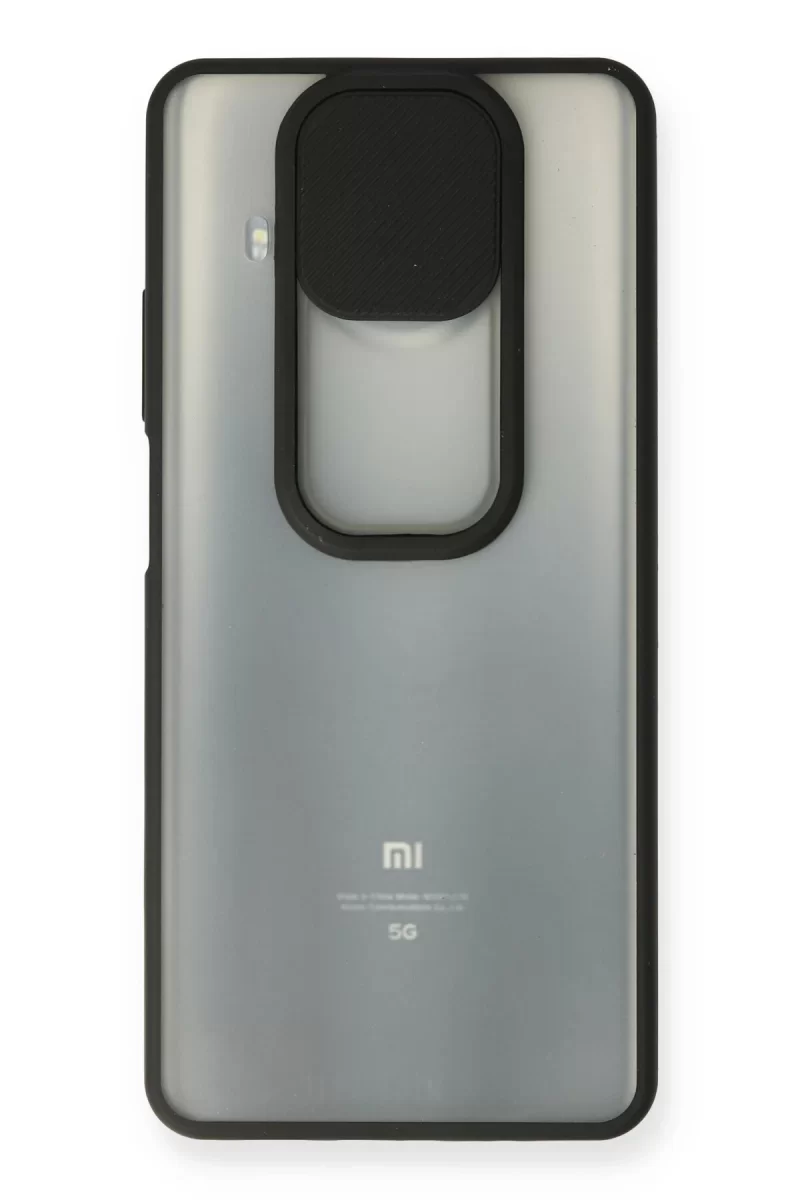 Newface Xiaomi Mi 10T Lite Kılıf Palm Buzlu Kamera Sürgülü Silikon - Siyah