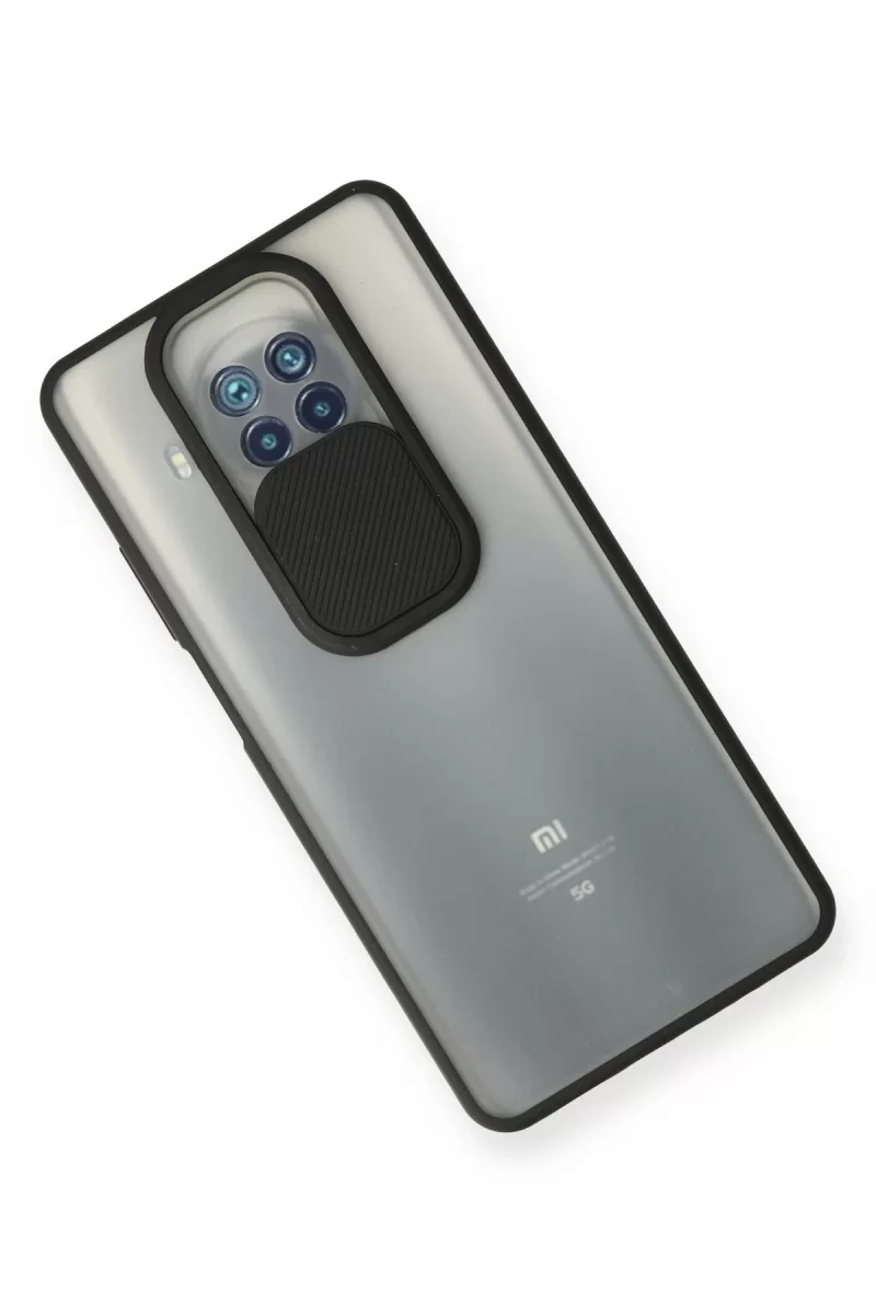 Newface Xiaomi Mi 10T Lite Kılıf Palm Buzlu Kamera Sürgülü Silikon - Siyah