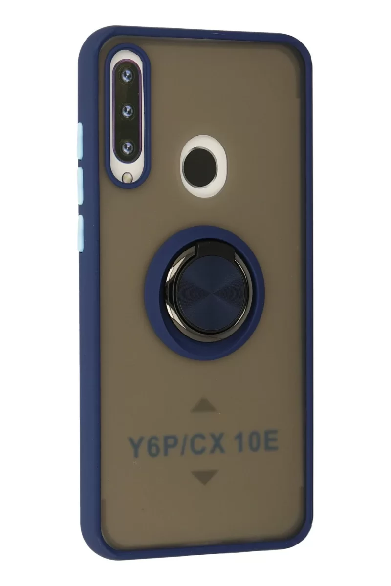 Newface Huawei Y6P Kılıf Montreal Yüzüklü Silikon Kapak - Lacivert