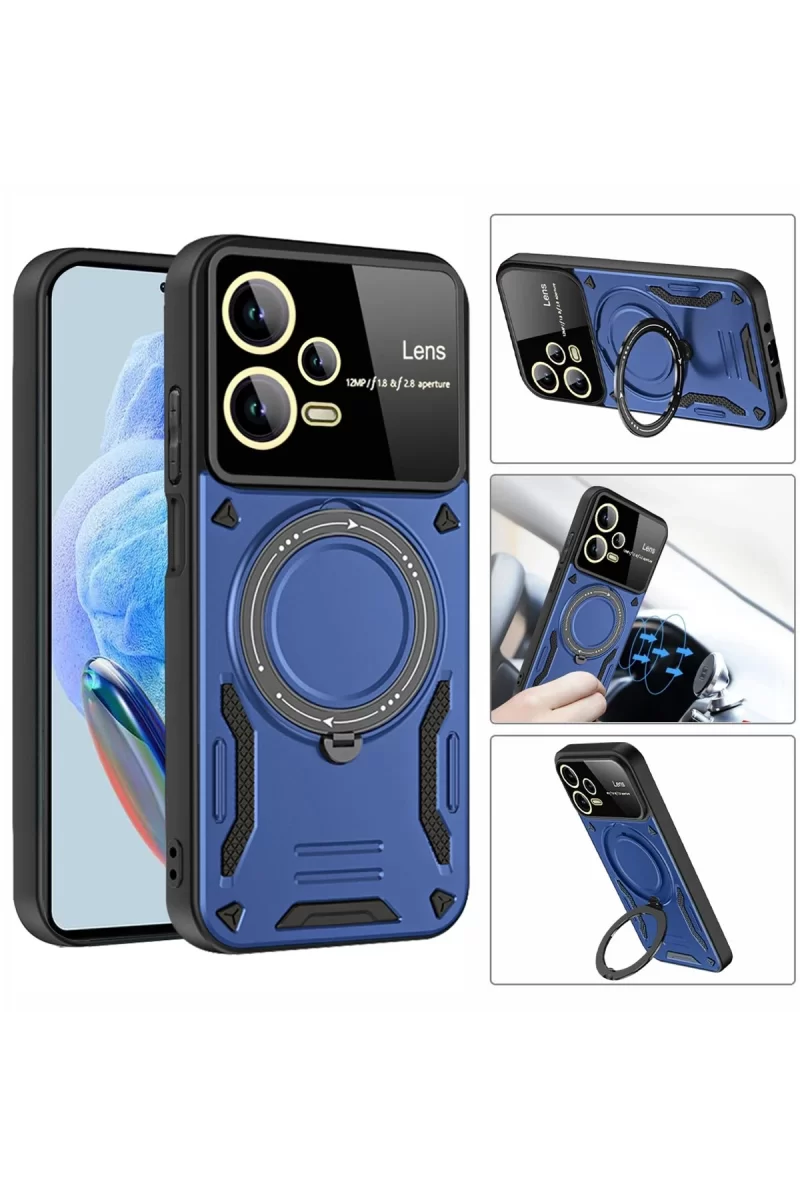Newface Xiaomi Redmi Note 12 Pro 5G Kılıf Joy Lens Standlı Kapak - Mor