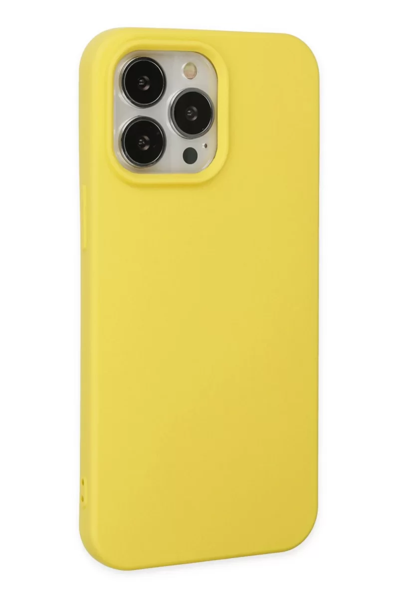Newface Apple iPhone 14 Pro Kılıf Nano içi Kadife Silikon - Sarı