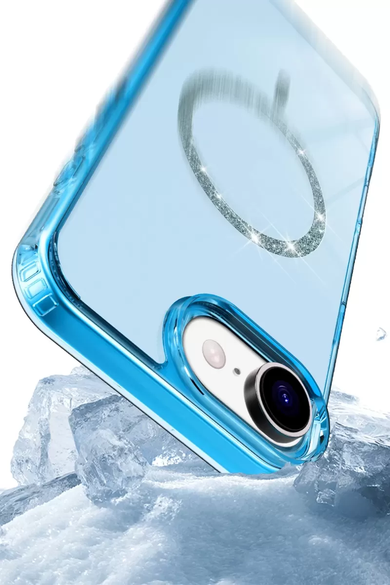 Newface Apple iPhone 16E Live Diamond Magsafe Kapak - Siyah