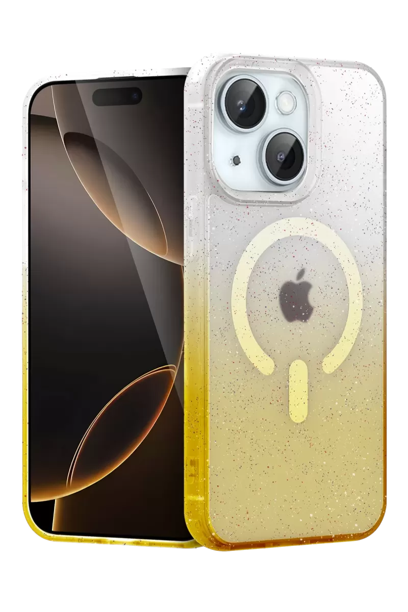 Newface Apple iPhone 14 Pummel Shiny Magsafe Kapak - Gold