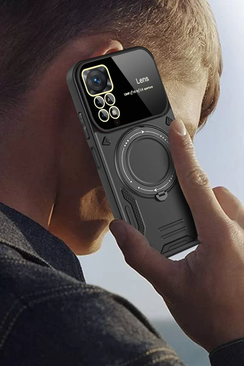 Newface Xiaomi Redmi Note 12 Pro 4G Kılıf Joy Lens Standlı Kapak - Kırmızı