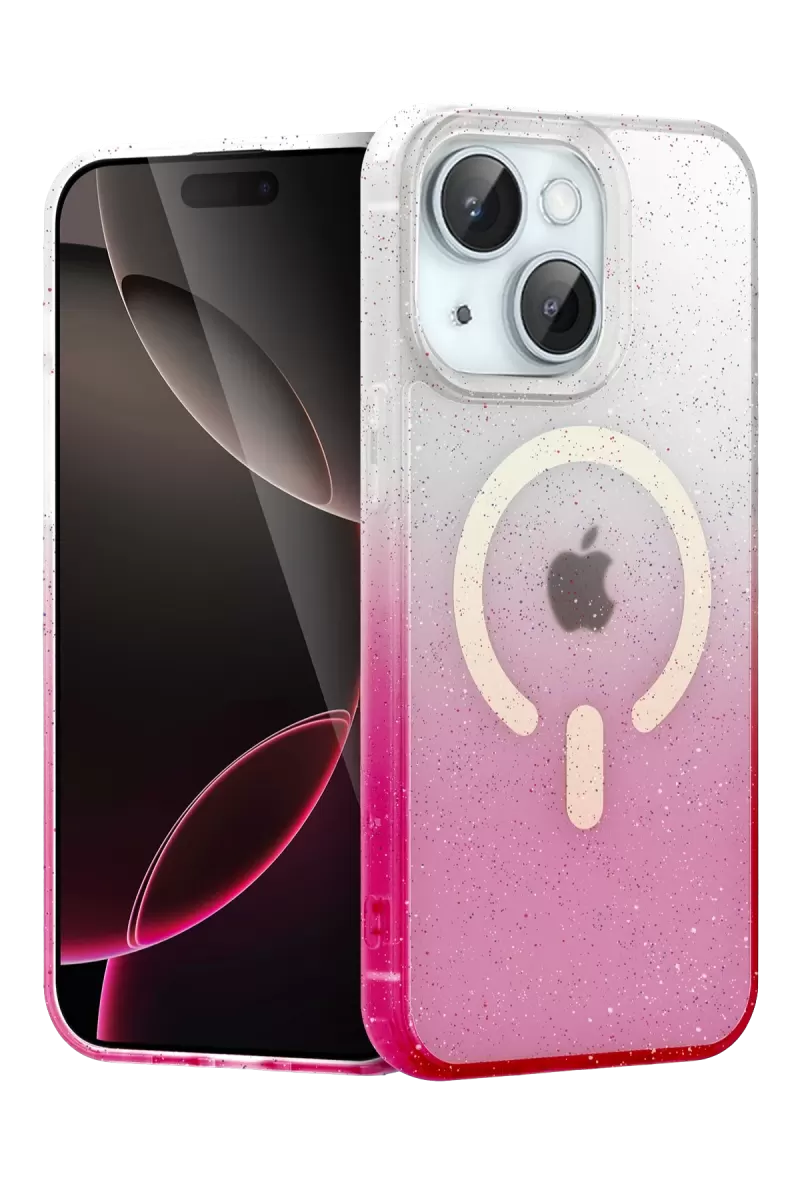 Newface Apple iPhone 15 Plus Pummel Shiny Magsafe Kapak - Pembe