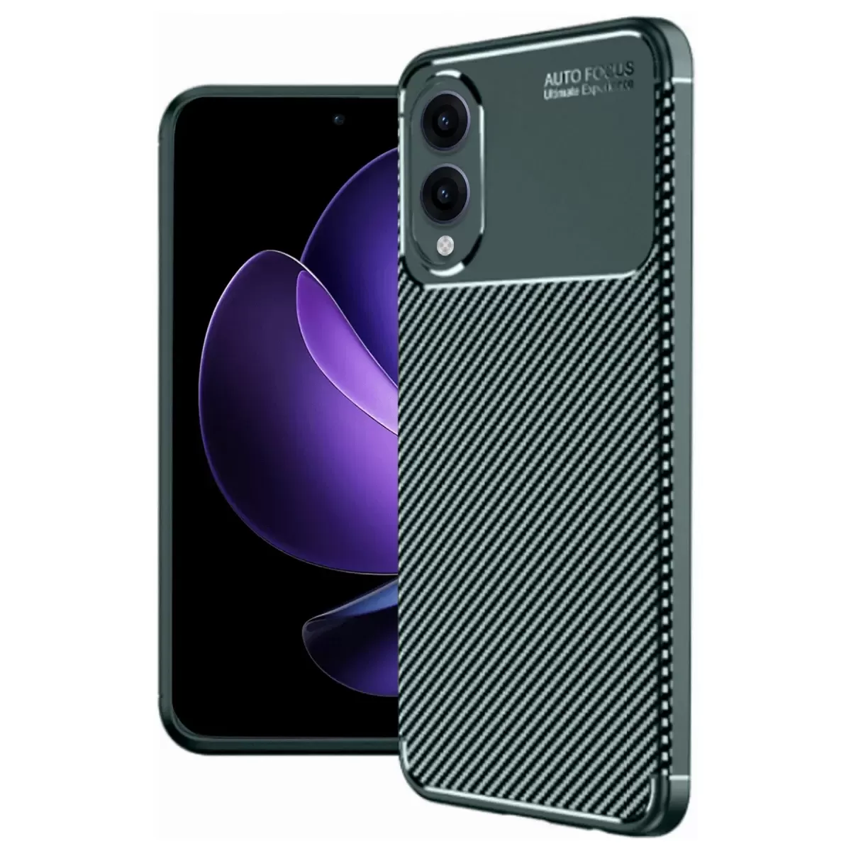 Newface Samsung Galaxy S25 Edge Kılıf Auto Focus Karbon Kapak - Koyu Yeşil