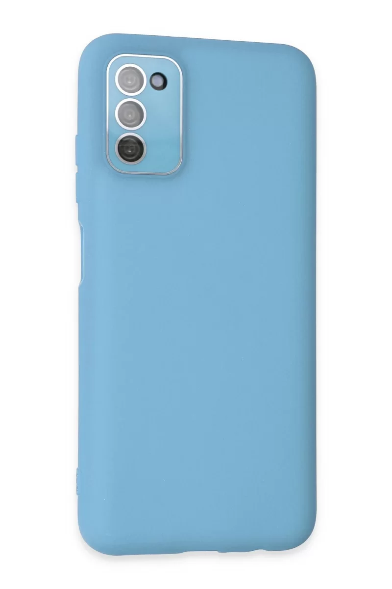 Newface Samsung Galaxy A03S Kılıf Lansman Glass Kapak - Mavi