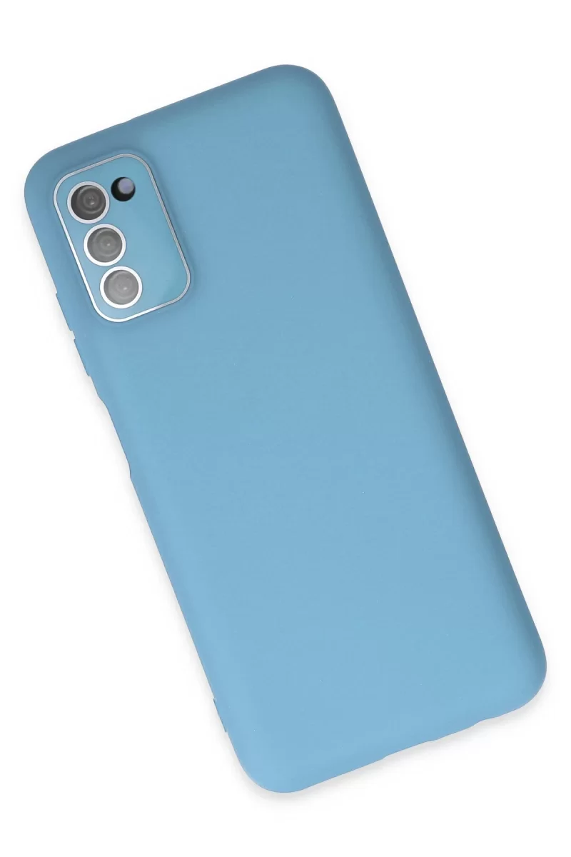Newface Samsung Galaxy A03S Kılıf Lansman Glass Kapak - Mavi