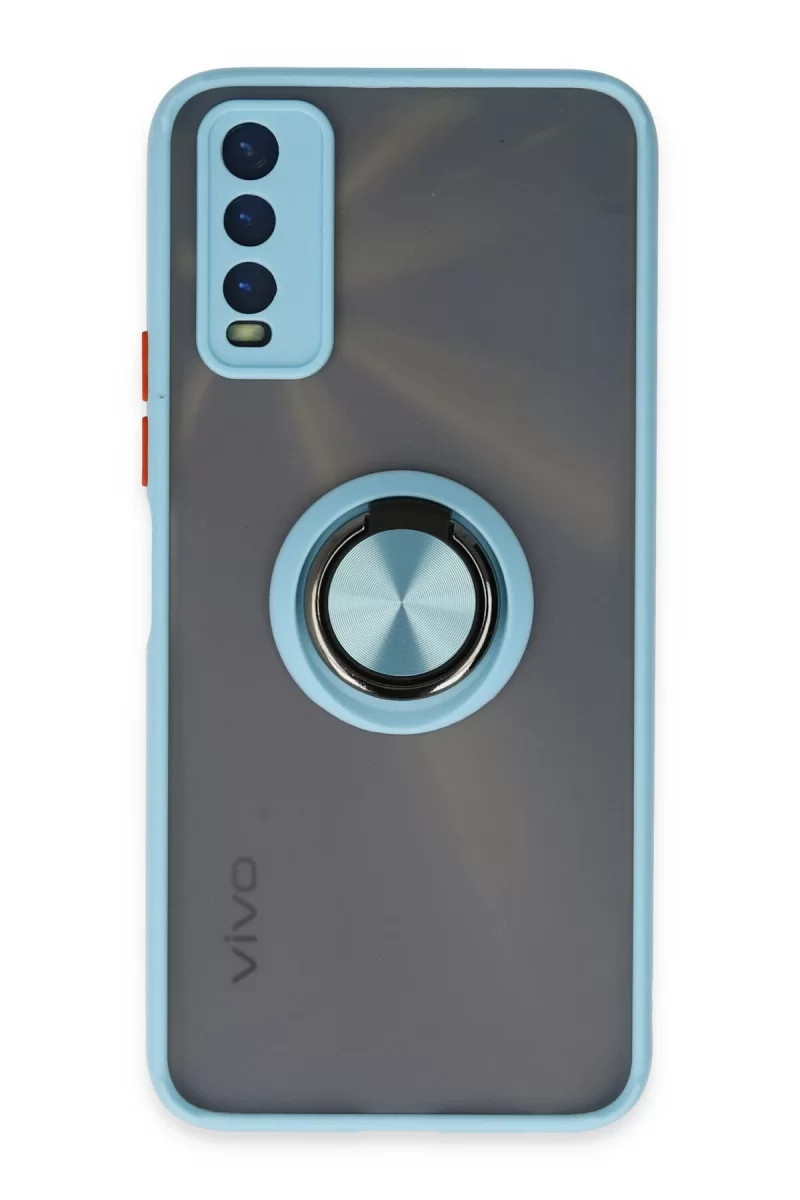 Newface Vivo Y11S Kılıf Montreal Yüzüklü Silikon Kapak - Buz Mavi