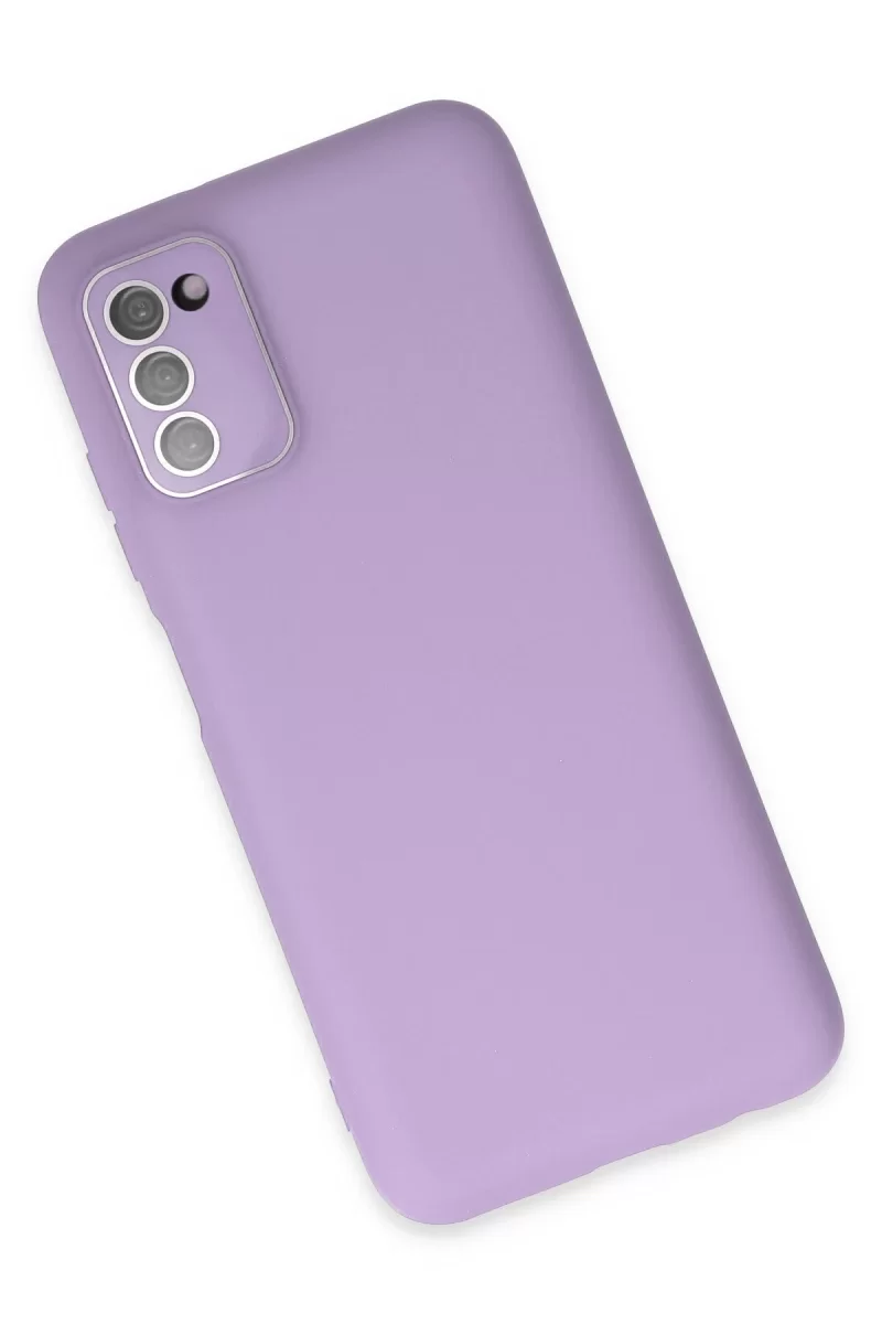 Newface Samsung Galaxy A03S Kılıf Lansman Glass Kapak - Lila