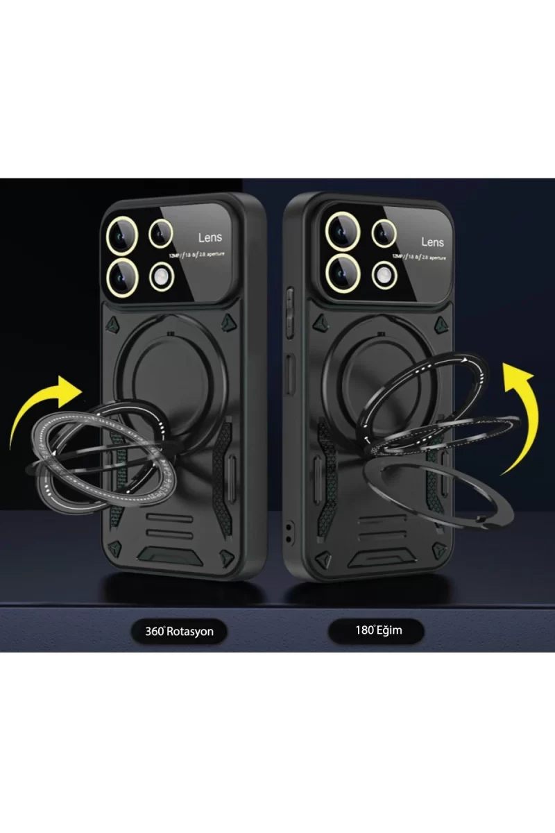 Newface Xiaomi Mi 13T Pro Kılıf Joy Lens Standlı Kapak - Mor