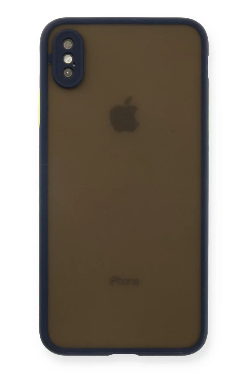 Newface Apple iPhone XS Max Kılıf Montreal Silikon Kapak - Lacivert