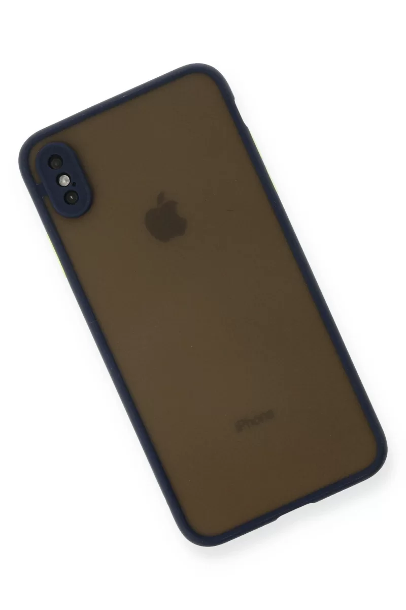 Newface Apple iPhone XS Max Kılıf Montreal Silikon Kapak - Lacivert