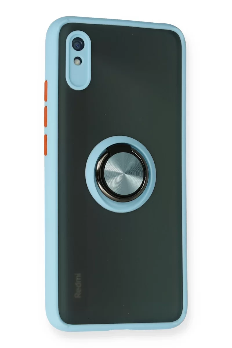 Newface Xiaomi Redmi 9A Kılıf Montreal Yüzüklü Silikon Kapak - Buz Mavi