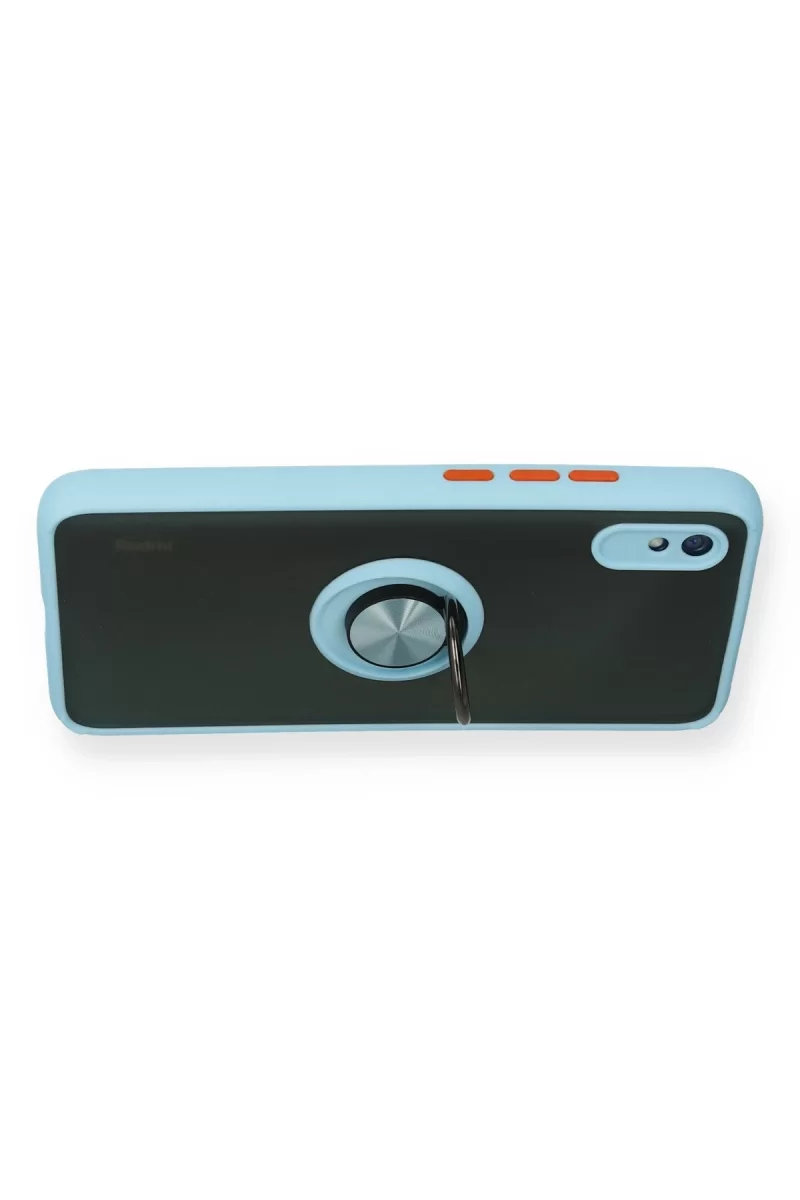 Newface Xiaomi Redmi 9A Kılıf Montreal Yüzüklü Silikon Kapak - Buz Mavi