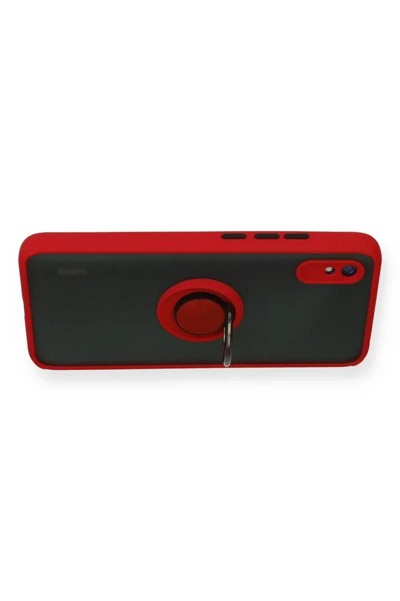 Newface Xiaomi Redmi 9A Kılıf Montreal Yüzüklü Silikon Kapak - Kırmızı
