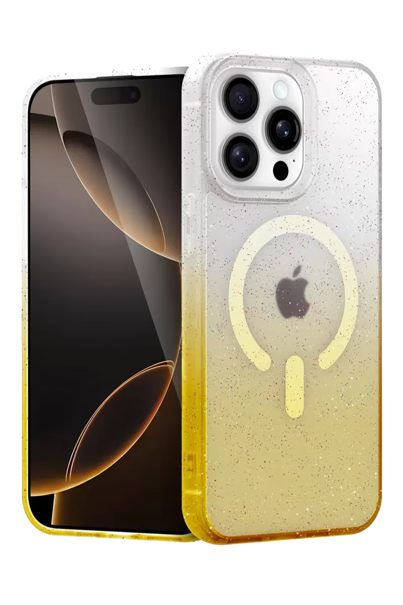 Newface Apple iPhone 15 Pro Max Pummel Shiny Magsafe Kapak - Gold