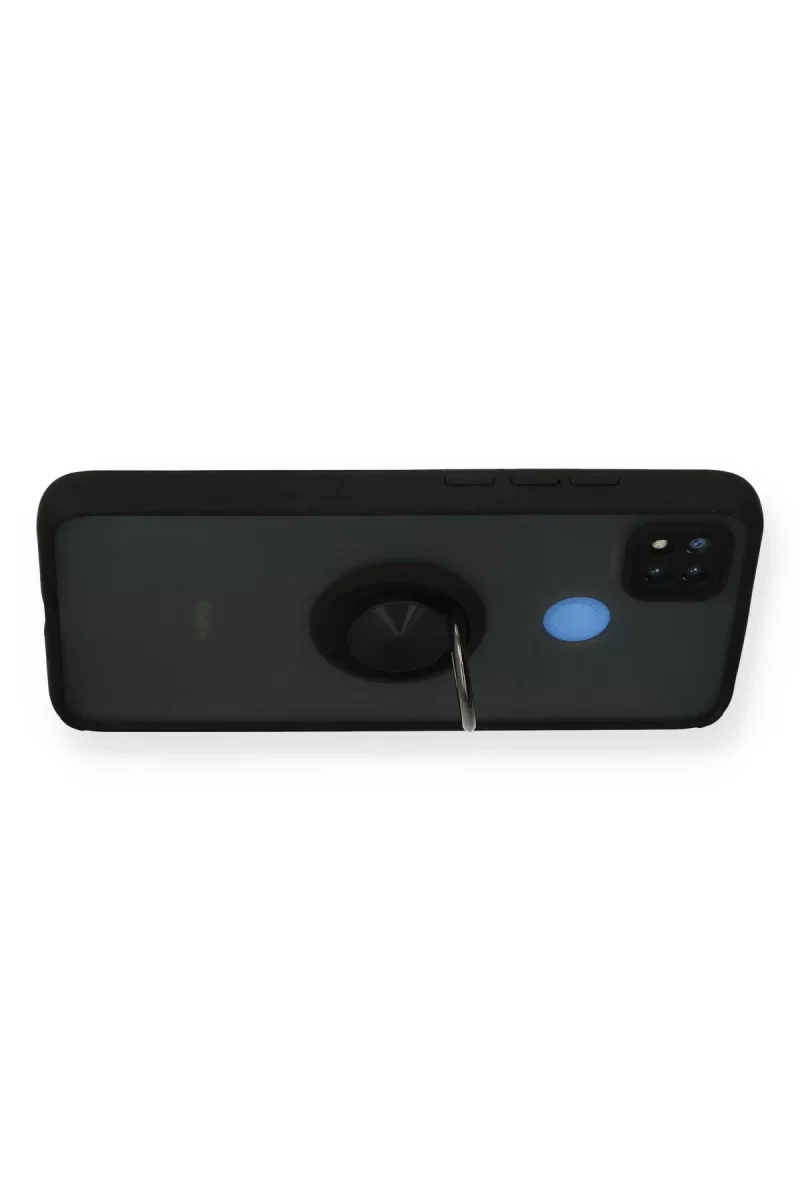 Newface Xiaomi Redmi 9C Kılıf Montreal Yüzüklü Silikon Kapak - Siyah