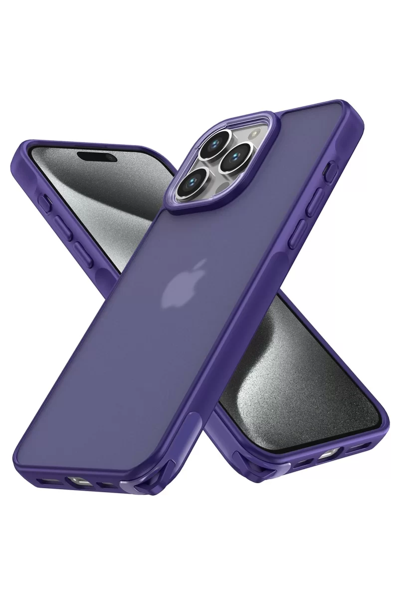 Newface Apple iPhone 15 Pro Kılıf Elegant Kapak - Derin Mor