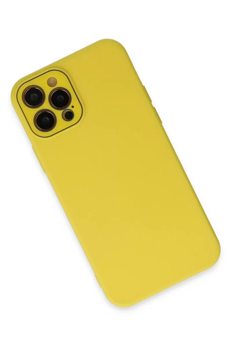 Newface Apple iPhone 12 Pro Kılıf Lansman Glass Kapak - Sarı