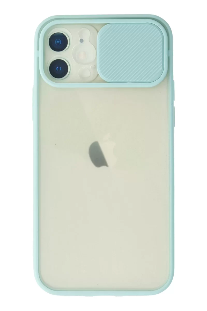 Newface Apple iPhone 12 Kılıf Palm Buzlu Kamera Sürgülü Silikon - Turkuaz