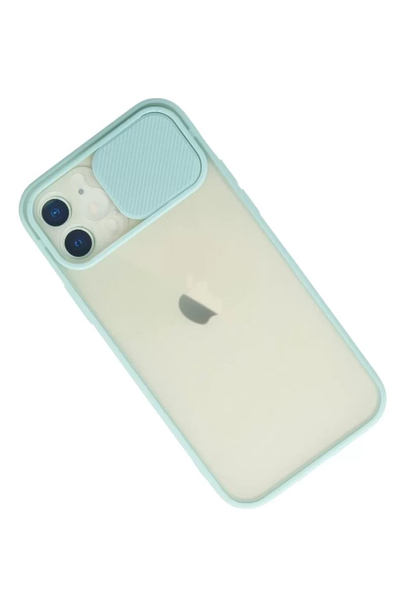 Newface Apple iPhone 12 Kılıf Palm Buzlu Kamera Sürgülü Silikon - Turkuaz