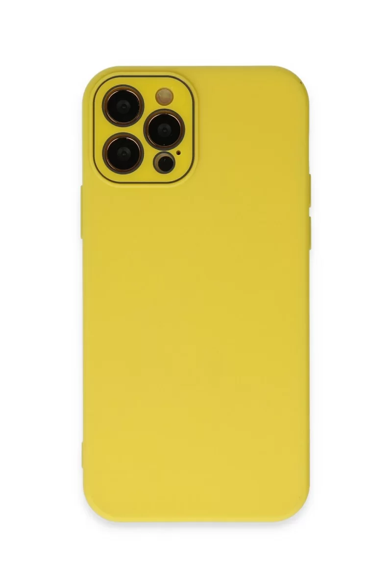 Newface Apple iPhone 12 Pro Max Kılıf Lansman Glass Kapak - Sarı