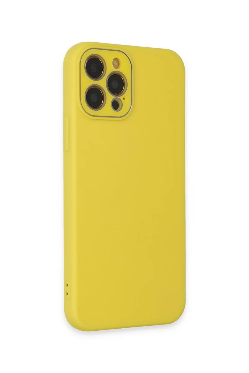 Newface Apple iPhone 12 Pro Max Kılıf Lansman Glass Kapak - Sarı