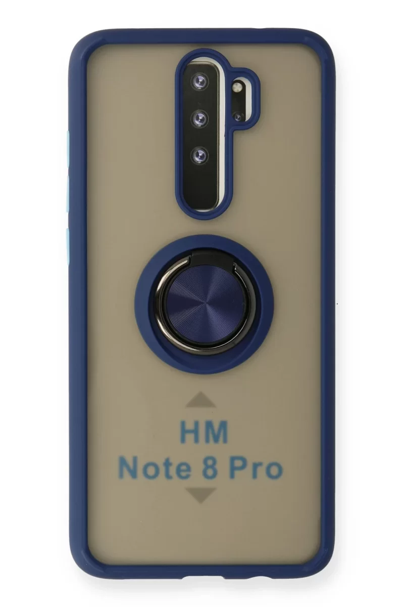 Newface Xiaomi Redmi Note 8 Pro Kılıf Montreal Yüzüklü Silikon Kapak - Lacivert