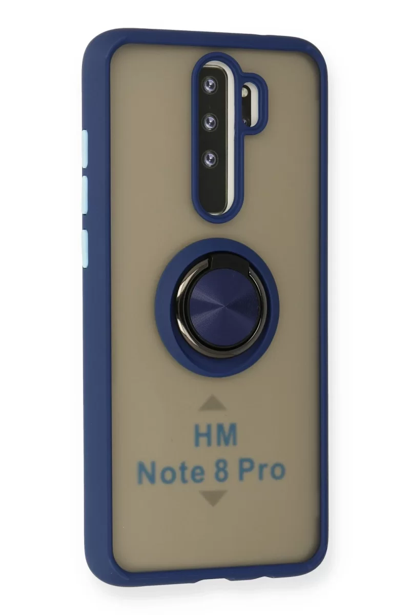 Newface Xiaomi Redmi Note 8 Pro Kılıf Montreal Yüzüklü Silikon Kapak - Lacivert