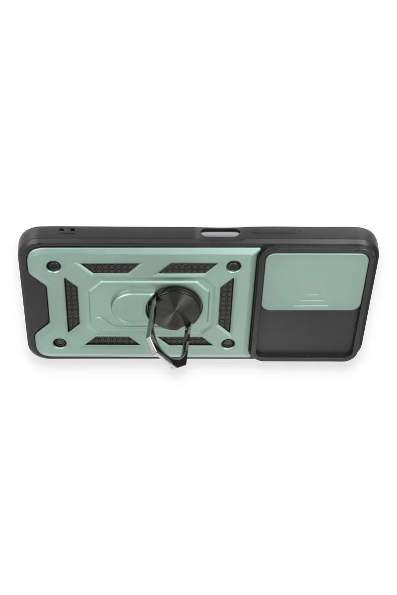 Newface Xiaomi Redmi Note 12 5G Kılıf Pars Lens Yüzüklü Silikon - Yeşil