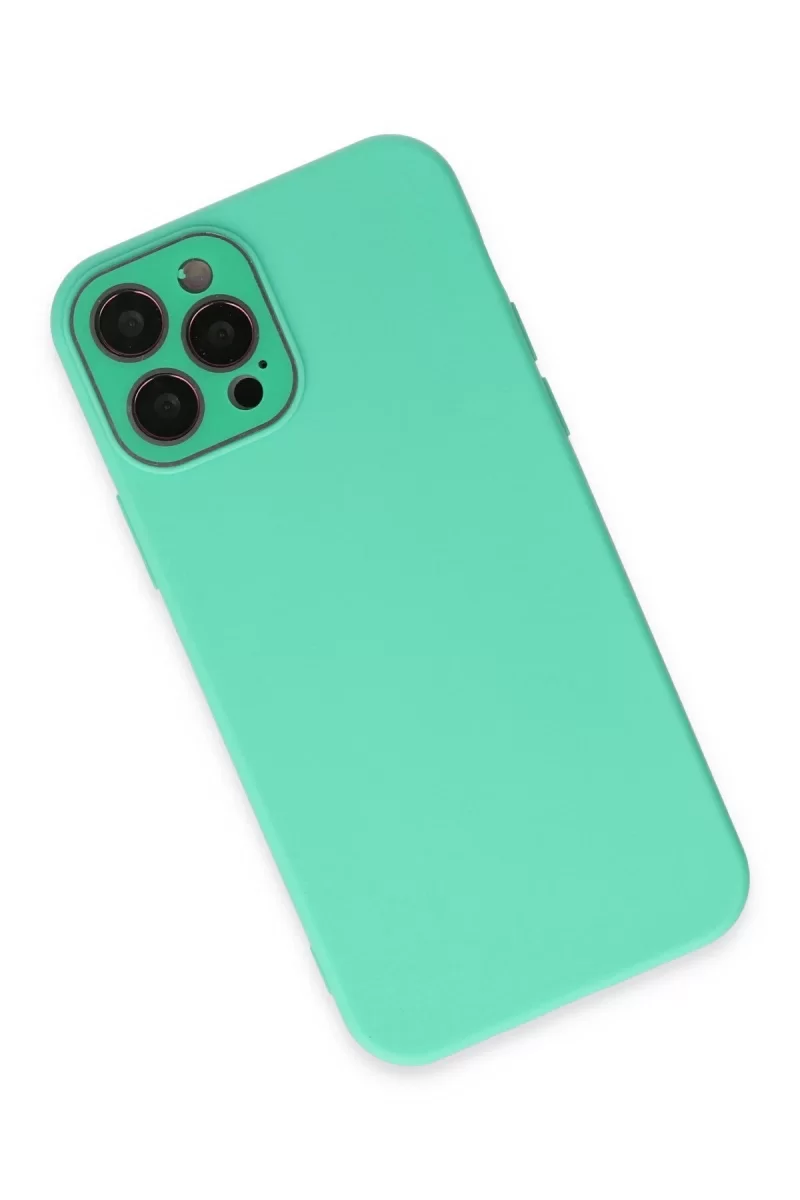 Newface Apple iPhone 12 Pro Max Kılıf Lansman Glass Kapak - Turkuaz