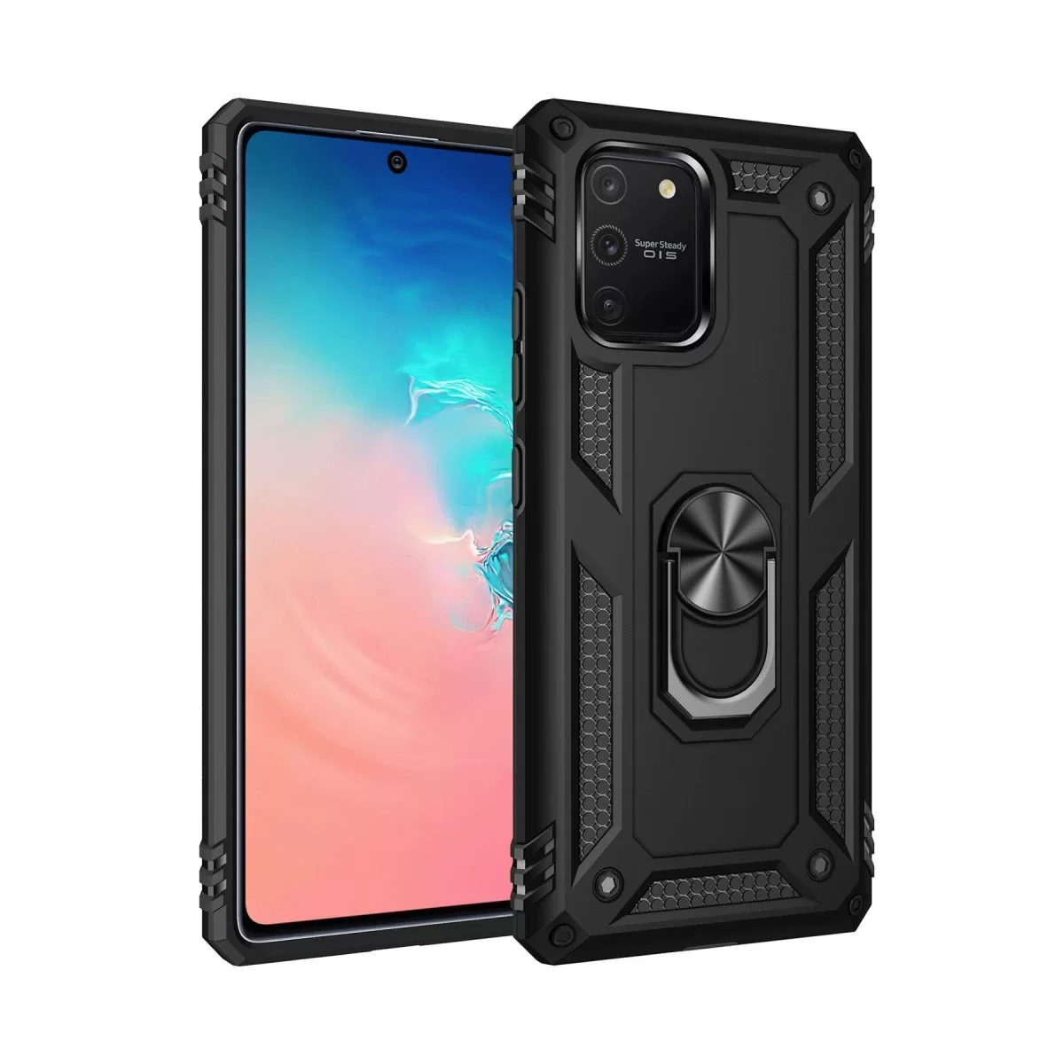 Newface Samsung Galaxy A91 / S10 Lite Kılıf Sofya Yüzüklü Silikon Kapak - Siyah